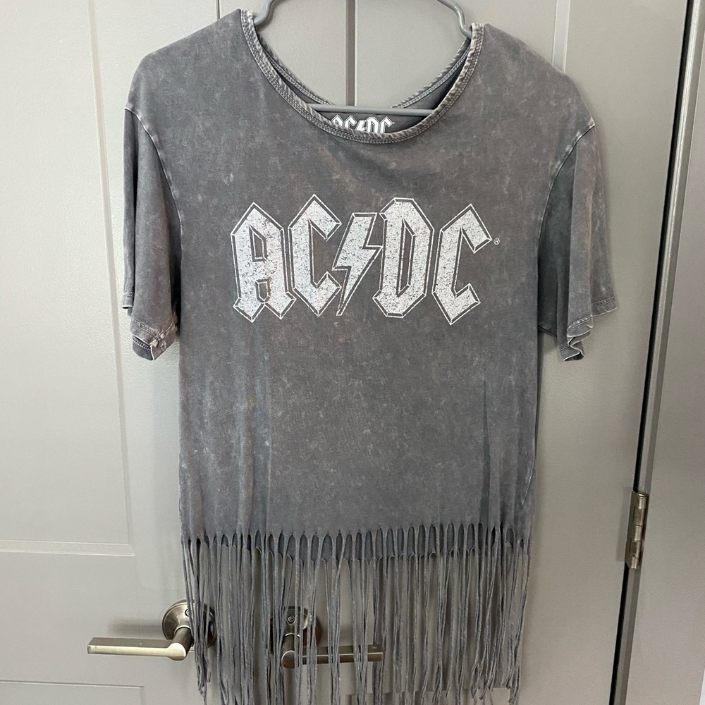AC/DC fringe crop top